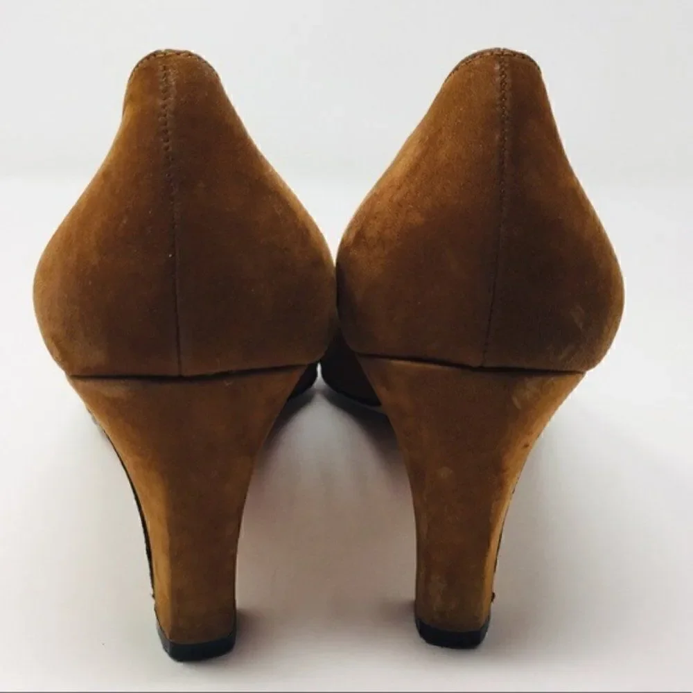 Escada vintage brown suede leather heels 8B